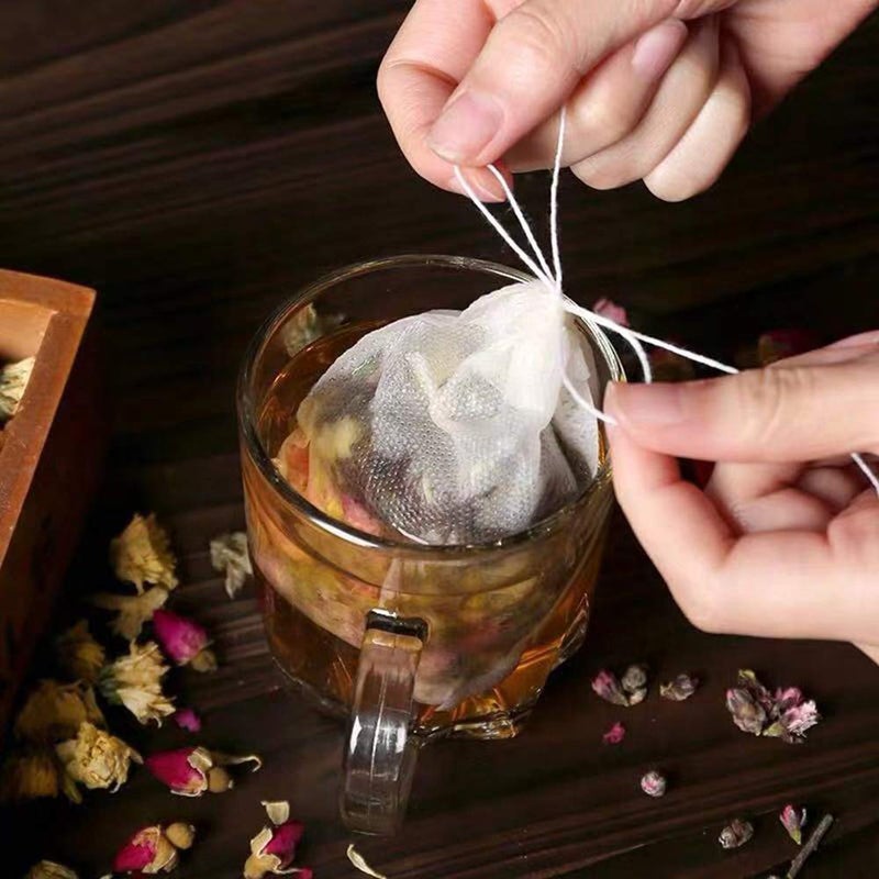 Wesdxc56 400 pcs Tea Filter Bags,Disposable Empty Cotton Drawstring Seal Filter Loose Leaf Tea Bags ï¼ˆ3.54 x 2.75 inchï¼‰ - Image 4